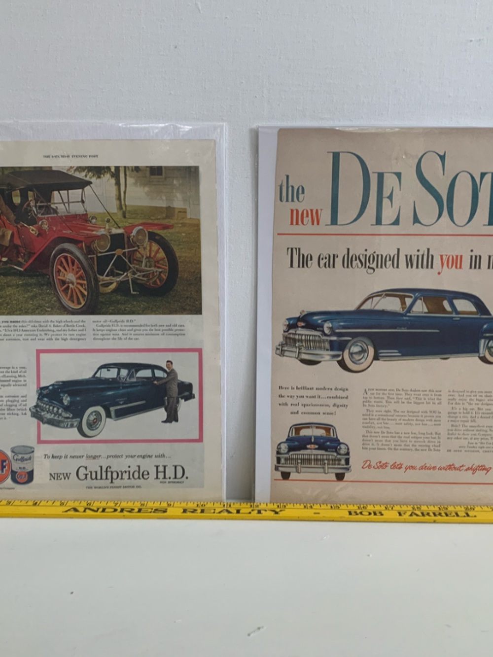 DESOTO Blue Sedan Advertising Prints (Set of 2 + bonus!)